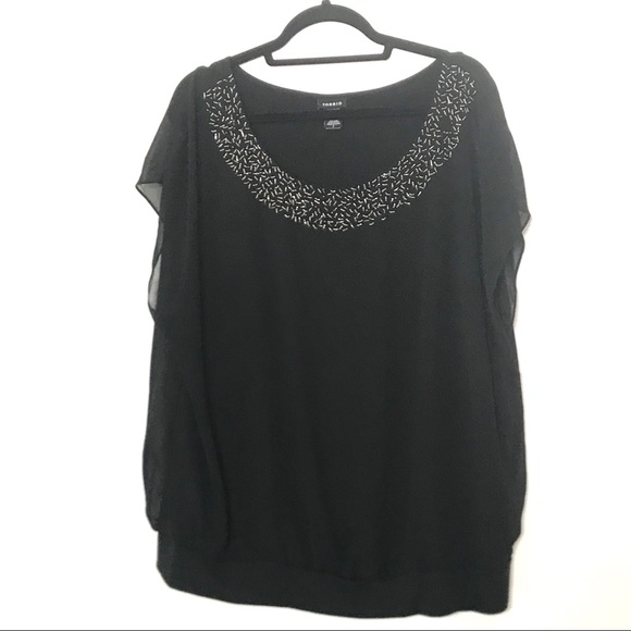 GORGEOUS BLACK CHIFFON EMBELLISHED TOP - Picture 2 of 16